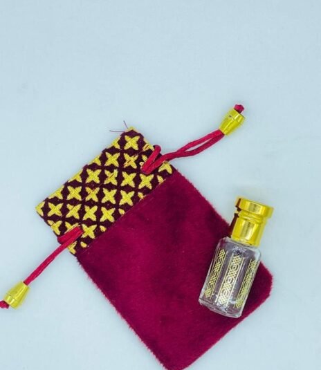 6 ml fancy gold foiling work attar bottle with fancy pouch