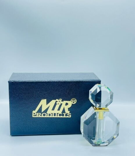 6 ml beautiful clear glass diamond cut heavy crystal attar bottle