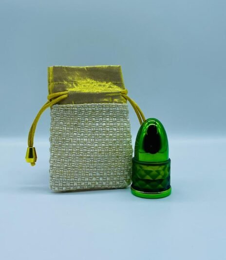 12 ml fancy frosted glass attar bottle with fancy pouch (navy green)