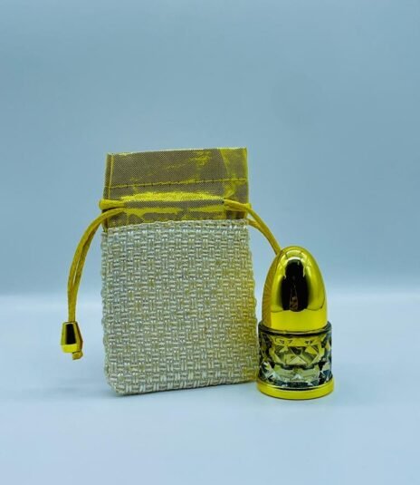 12 ml fancy frosted glass attar bottle with fancy pouch (gold colour)