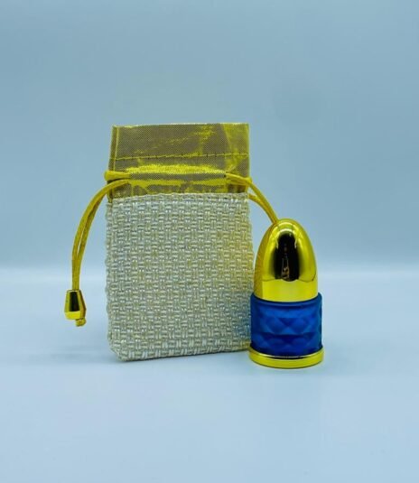 12 ml fancy frosted glass attar bottle with fancy pouch (royale blue)