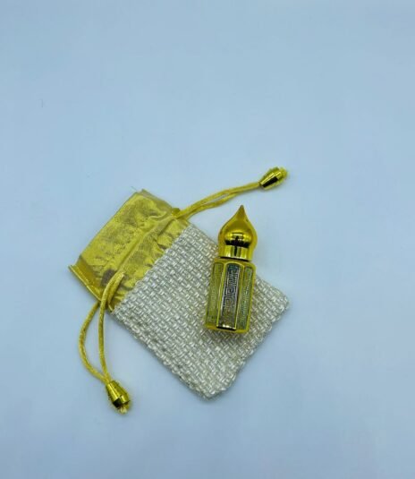 6 ml fancy attar bottle with fancy pouch (gumbad cap)