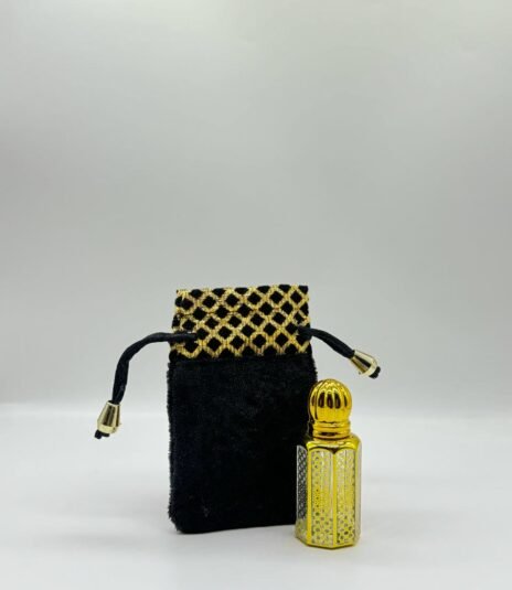 12 ml fancy gold colour attar bottle with fancy pouch