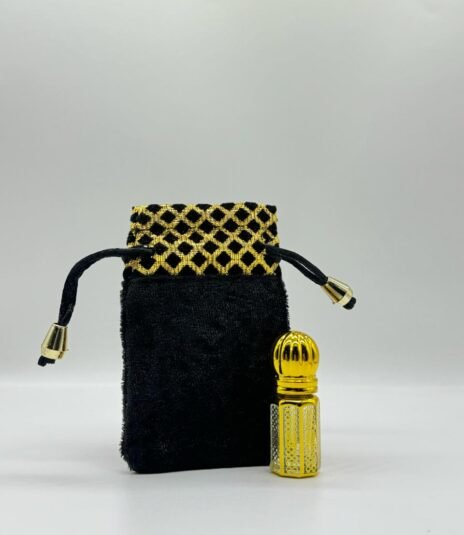 3 ml fancy gold colour attar bottle with fancy pouch