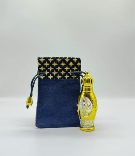 12 ml fancy gold colour attar bottle with fancy pouch