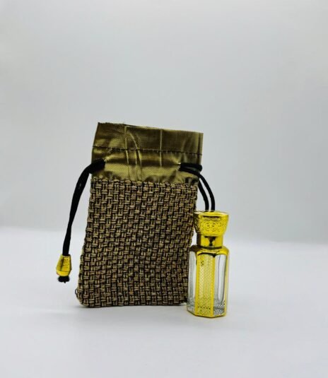 12 ml gold plated attar bottle with fancy pouch